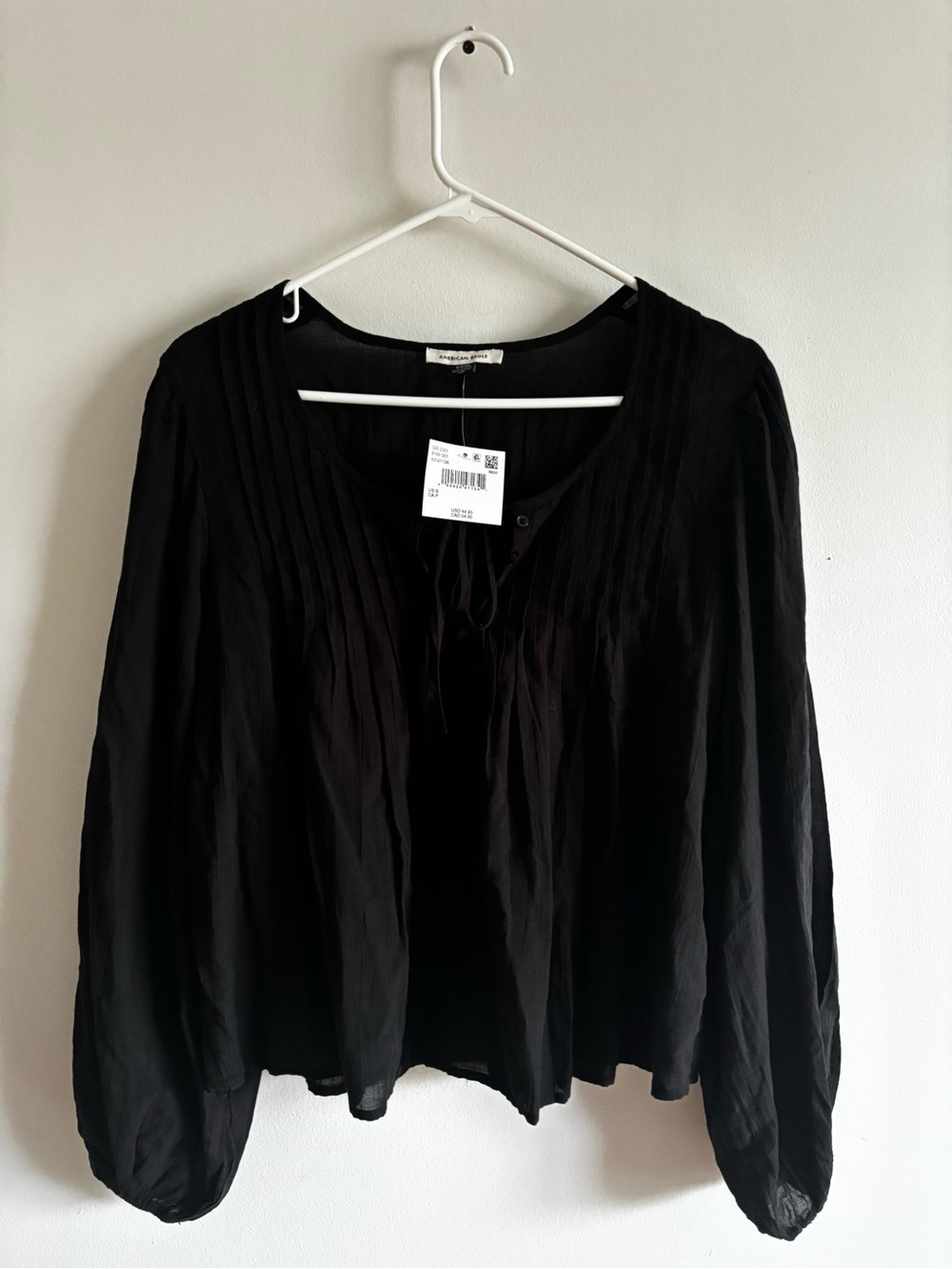 Black Women's Blouse - Lightweight Long Sleeve Top